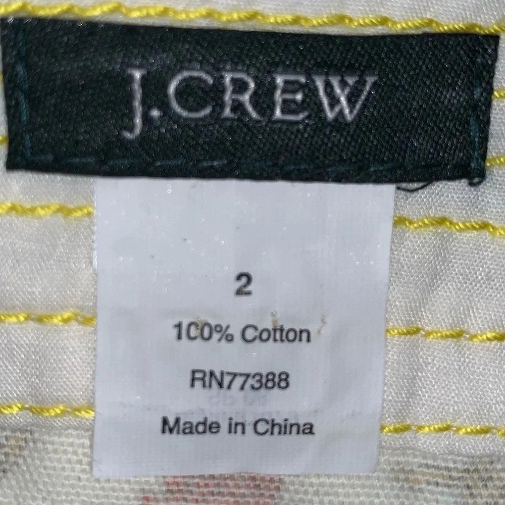 J. Crew sz 2 ivory turtle print button front accents wrap 100% Cotton mini skirt